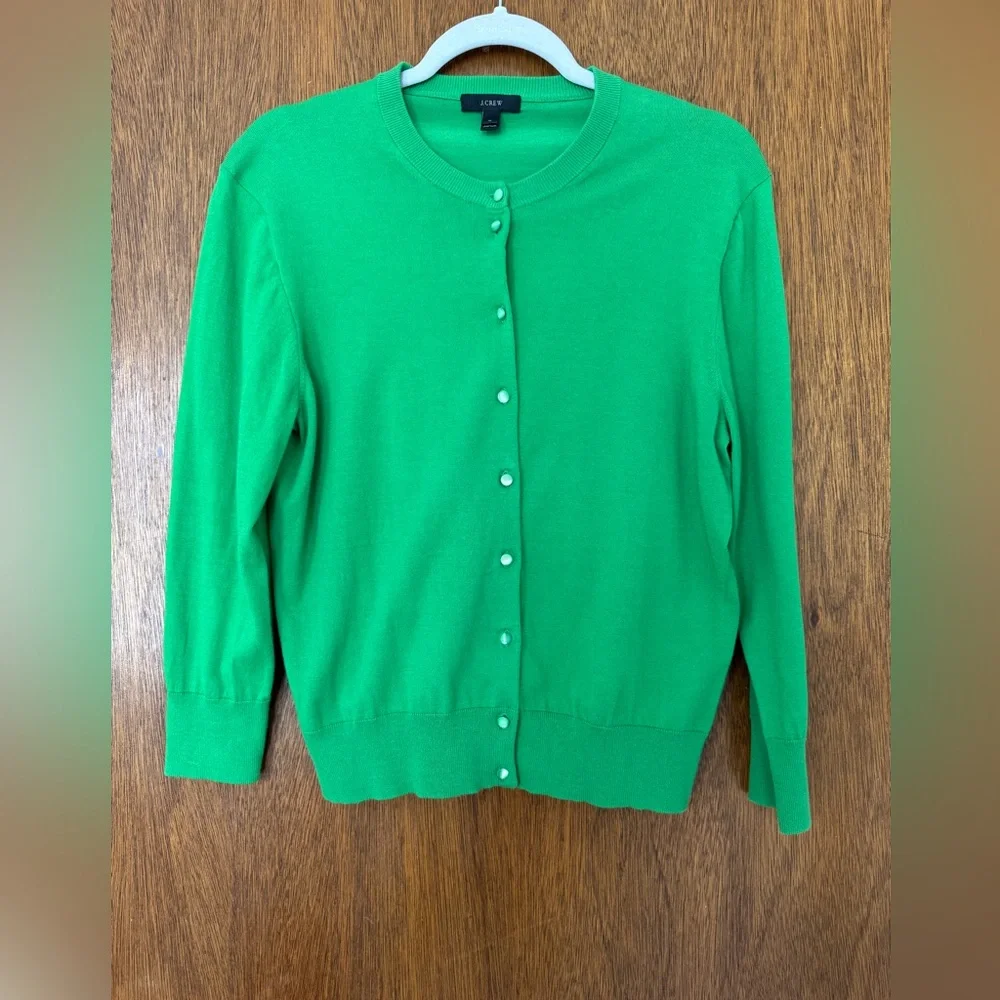 J. Crew Kelly Green Button-Front Cardigan - Picture 1 of 5